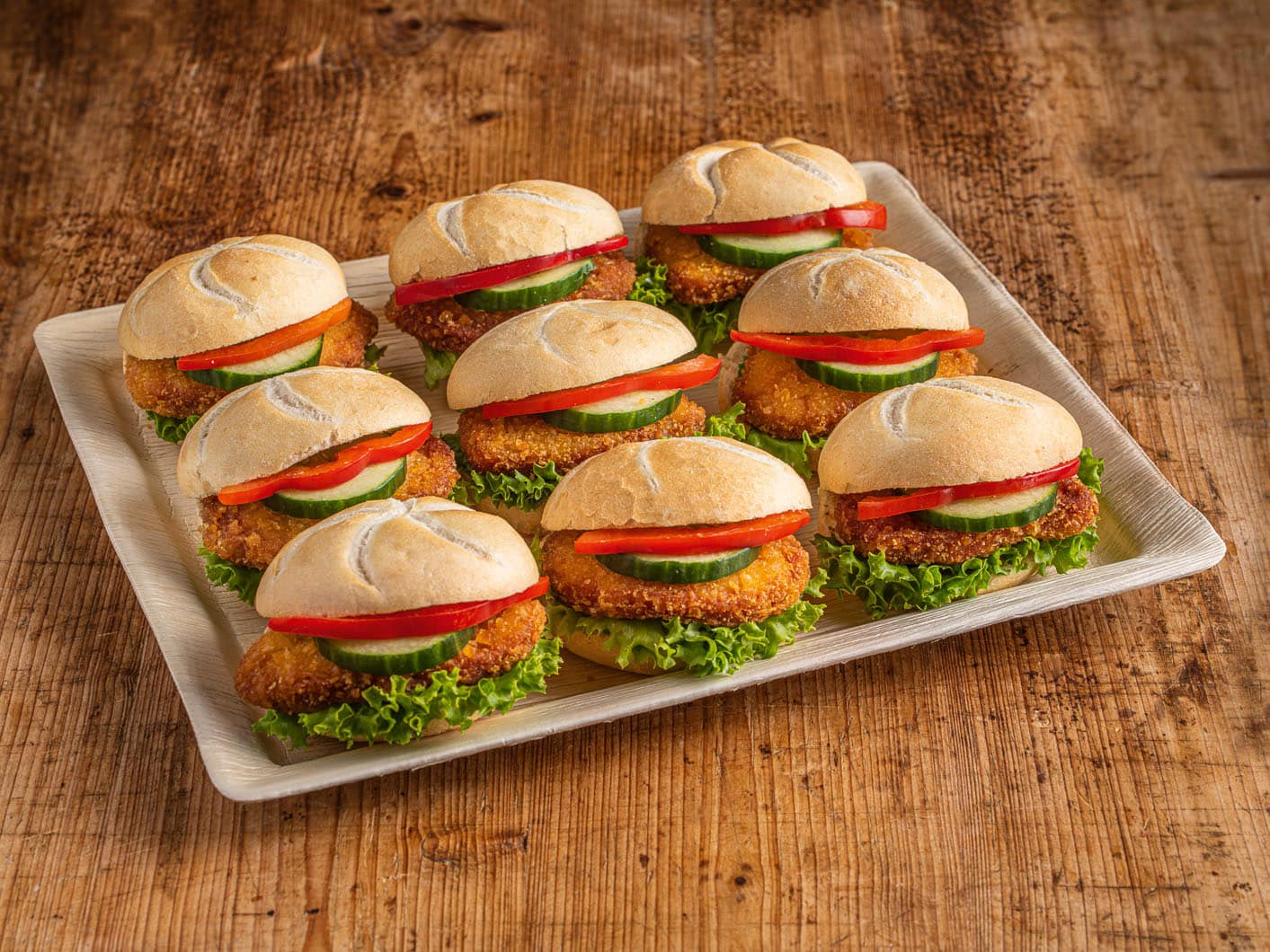 9er Mini Schnitzel Brötchen Platte - bärlifood Business Catering