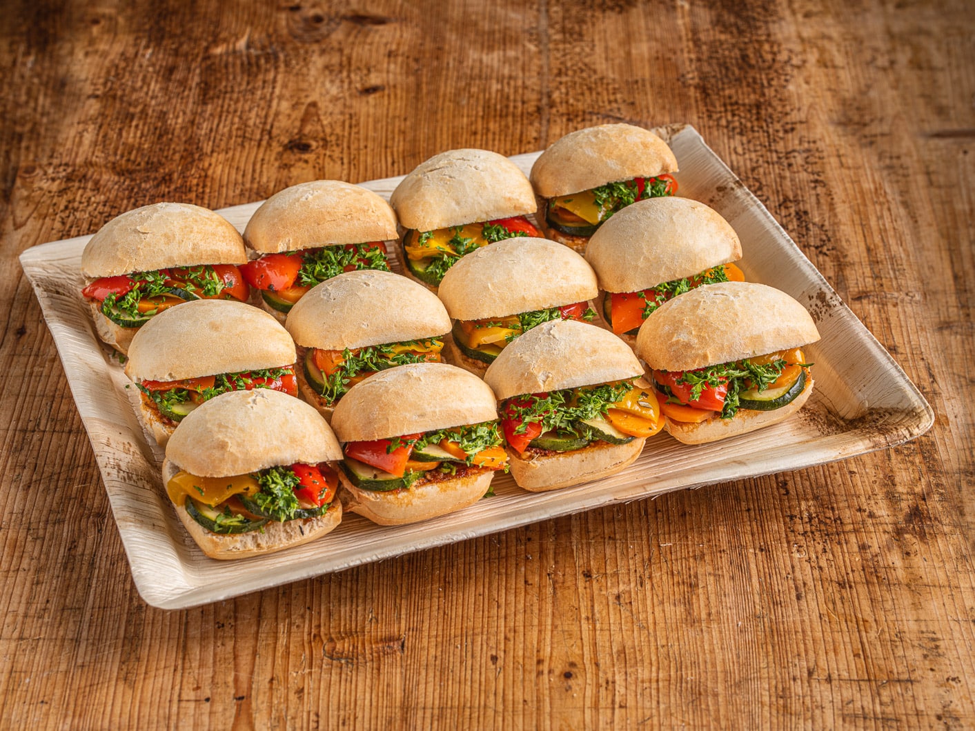 12er Mini Ciabatta Platte VEGAN - bärlifood Business Catering