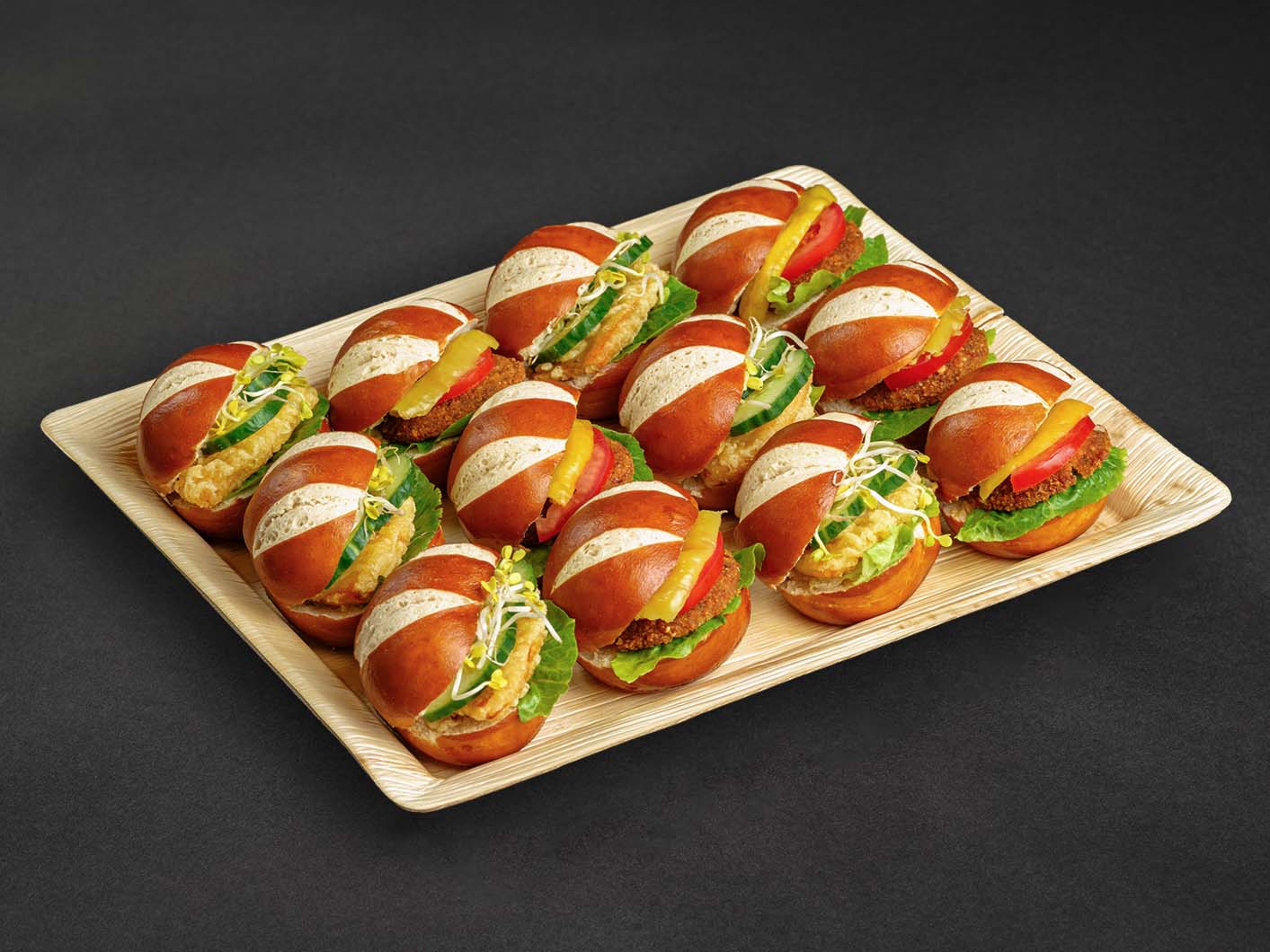 12er Mini Laugen Sandwich VEGAN - bärlifood Business Catering