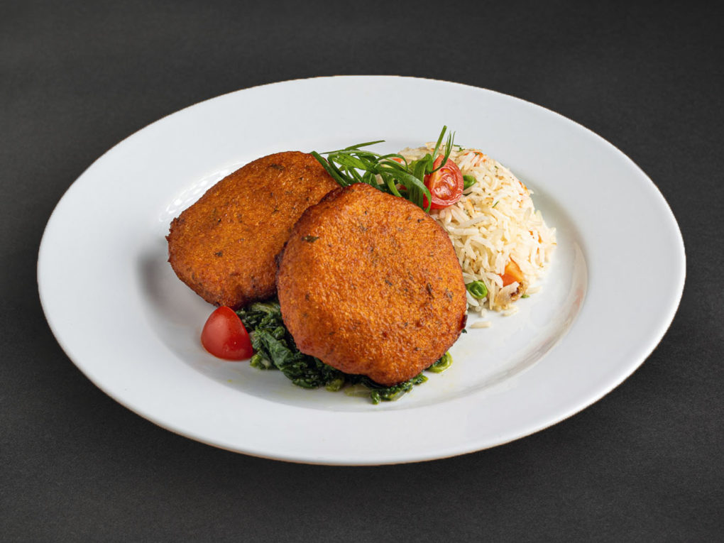 Süßkartoffel Frikadellen mit Spinat