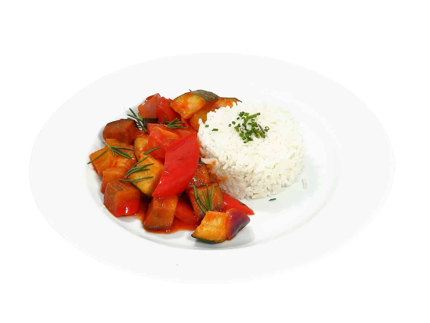 Ratatouille mit Reis - bärlifood Business Catering