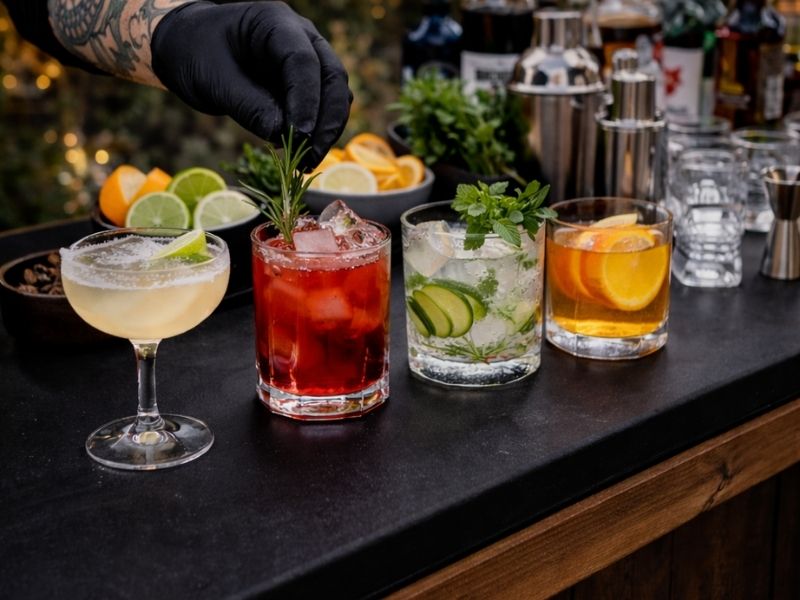 Getränke Catering Berlin Mobile Bar Cocktails und Longdrinks an mobiler Bar beim Getränke Catering Berlin auf Firmenveranstaltung