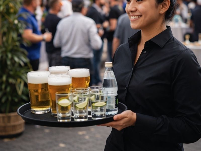 Firmen Sommerfest in Berlin Getränkeservice mit Bier und Softdrinks beim Sommerfest Catering Berlin auf Firmenveranstaltung